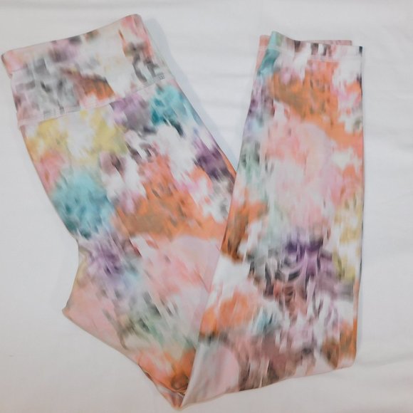 Gap Fit Womens S Blur Floral Pink Orange Yellow Cropped Workout Athletic Legging - Picture 6 of 10